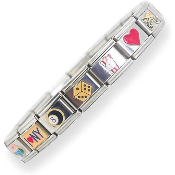 Italian Charm Bracelet Stainless Steel 18 Link Modular Adjustable Jewelry Gift - Picture 7 of 7